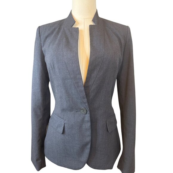 2/$30 ZARA Size 2 Basic Collection Blazer Jacket Dark Navy/Gray - Picture 1 of 14
